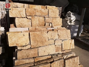 सीमेंट के साथ पीले स्लेट रॉक प्राकृतिक दीवार पत्थर पैनल - Product Image 6