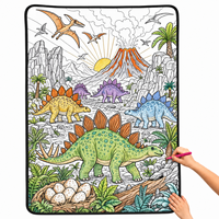 Manta de Colorear Lavable y Reutilizable OEM, Mapa del Mundo, Animales, Franela, Manualidades, Arte, para Niños, Actividad Familiar, Regalo Personalizado