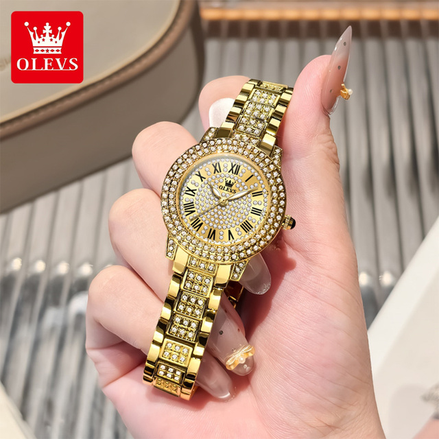 OLEVS 9943 Wholesale Own Brand Designer Luxury Oem Custom logo Fashion Elegant Diamond Lady Girls Waterproof Woman Quartz Watch