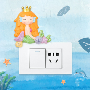 Fashion <strong>Mermaid</strong> Switch <strong>Wall</strong> Stickers Creative Cute Socket Protective Stickers Modern Simple 3D Bedroom Posters Home <strong>Decoration</strong> - Product Image 1