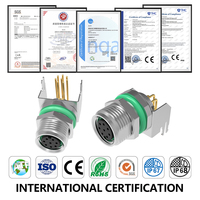 Conector Automotriz M8, Conector de Montaje en Panel PCB, Tipo DIN Código A, 8 Pines, Conector Circular Hembra y Macho en Ángulo
