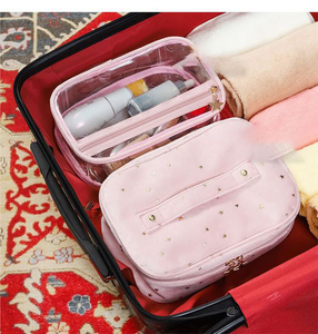Velvet <b>Makeup</b> Bag Wholesale Customizable Large Capacity Travel Toiletry Cosmetic Fashionable Material Open Closure Design - Product Image 4
