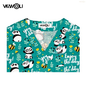 Blouses médicales imprimées <span class=keywords><strong>Panda</strong></span>, uniformes de travail pour femmes et hommes, vêtements d'allaitement, vêtements dentaires, hauts de travail pour hôpitaux et cliniques dentaires - Product Image 3