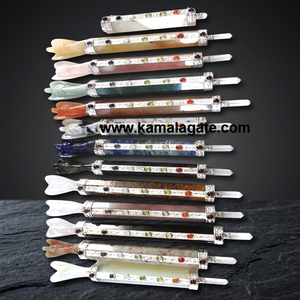 Baguette de guérison en cristal des sept chakras faite à la main, incrustation d'ange, pendule en agate naturelle pour la guérison par le Reiki, la méditation et le Feng Shui - Product Image 6
