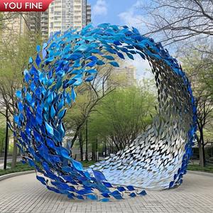 Youfine ngoài trời bên bờ biển công cộng không gian trang trí ven biển cảnh quan nghệ thuật cài đặt kim loại thép không gỉ cá Nhóm tác phẩm điêu khắc - Product Image 5