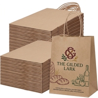 Sac en papier kraft recyclable personnalisé de qualité supérieure avec poignée pour boulangerie, pain, emballage de livraison à emporter en gros