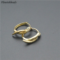 Serpent enroulement forme ronde plaqué or CZ pavé à la mode boucle d'oreille fermoirs crochet pour bijoux balancent boucle d'oreille faisant
