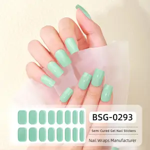 Semi Cured Gel Nail Custom Logo Package Nails Personalize Design Sticker Gel Nail Wraps With UV Lamp
