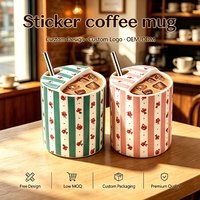 Cangkir Kopi Espresso 10oz Cangkir Kopi Keramik Cangkir Kopi Porselen Cangkir Kopi Keramik dengan Lubang Sedot Sederhana Biru Muda Pink