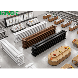 Modern Retail Double Sided Grocery <b>Shelving</b> <b>Unit</b> Wooden Grain Store <b>Display</b> Rack for Supermarket AISLE - Product Image 1