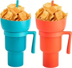 Gobelet réutilisable 32oz avec bol intégré pour couples, idéal pour les soirées cinéma et les événements festifs – Le choix créatif pour les popcorns. - Product Image 3
