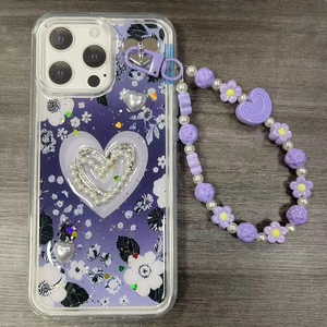 Coque de téléphone fantaisie en TPU avec chaîne pour iPhone 18 17 16 15 14 13 12 11 et Samsung <span class=keywords><strong>M11</strong></span> M12 M13 M14, motif cœur, brillante, style girly - Product Image 4