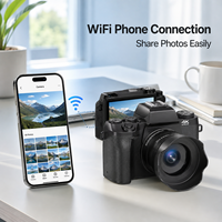Appareil photo numérique 64MP avec capteur CMOS 4K, écran tactile 4,0 pouces, batterie au lithium, zoom optique 16X, griffe porte-accessoire, Wi-Fi, lumière d'appoint, 9 modes, caméra Vlog