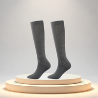 Chaussettes de compression en polyester montantes jusqu'au genou, avec logo personnalisé, côtelées unies, pour activités sportives en extérieur, randonnée, cyclisme