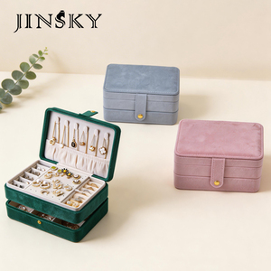 Exquisite <b>Small</b> Portable Travel Jewelry <b>Box</b> Luxury Velvet <b>Storage</b> <b>Box</b> For Gold Rings Earrings Necklaces - Product Image 5