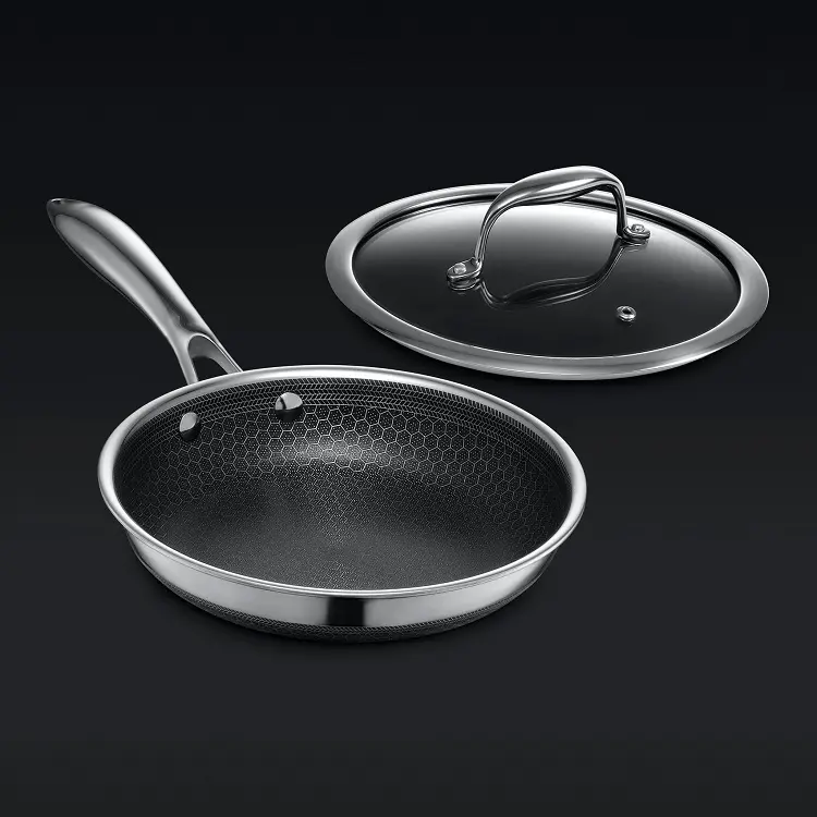 Sartén redonda antiadherente de panal de acero inoxidable para cocina personalizada de acero inoxidable 304