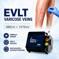 Appareil laser d'ablation veineuse endoveineuse (EVLT/EVLA) 980 nm 1470 nm, approuvé CE médical