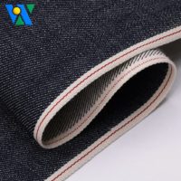 Tela Denim Selvedge de 12.5 oz, Ligeramente Elástica, Tela Denim Selvedge Cruda para Jeans, Tela Denim de Alta Calidad en Rollo, Azul Oscuro, Tejido Twill
