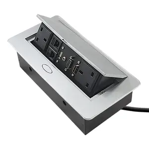 UK Standard Multifunction Aluminum Alloy Housing Pop Up Furniture Office Desk Meeting Room Socket