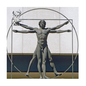 Paisaje al aire libre Decoración de metal Tamaño real Bronce fundido Figura desnuda moderna Estatua Bronce desnudo Estatua de hombre de Vitruvio - Product Image 1
