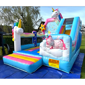 Château gonflable licorne arc-en-ciel avec toboggan, combo <span class=keywords><strong>de</strong></span> jeux gonflables <span class=keywords><strong>pour</strong></span> enfants, amusement en plein air <span class=keywords><strong>pour</strong></span> les fêtes <span class=keywords><strong>de</strong></span> <span class=keywords><strong>famille</strong></span>, <span class=keywords><strong>location</strong></span> d'événements - Product Image 1