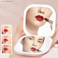 Miroir de poche compact pliable à main de voyage avec logo personnalisé avec lumière LED petit mini miroirs LED de maquillage à main