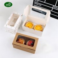 Boîte à cupcakes en papier kraft personnalisée VVG avec fenêtre, emballage pour muffins, boîte d'emballage pour boulangerie, pour boutique de cupcakes, marque de boulangerie