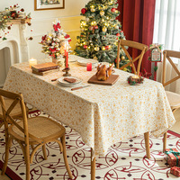 Style nordique noël salon feuille d'or nappe flocon de neige cloche imprimé motif nappe rouge décoration de noël tissu