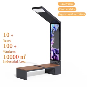 Système audio extérieur intelligent à énergie solaire avec écran publicitaire, design moderne, chargement mobile sans fil/USB, en acier inoxydable - Product Image 1