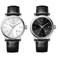 Montre classique à bracelet en diamant Montres de luxe pour homme en cuir avec logo personnalisé et cadran arabe