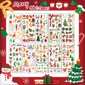 Nuovi Adesivi <span class=keywords><strong>Tatuaggio</strong></span> Natalizi per Bambini con Cartoni Animati, Simpatici Babbo Natale, Pupazzo di Neve, <span class=keywords><strong>Albero</strong></span> di Natale, Tatuaggi a Trasferimento d'Acqua - Product Image 2