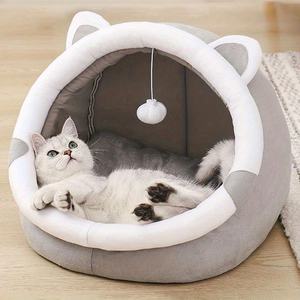 Cama para Gatos Semicerrada para Todas las Estaciones, Cama Cómoda y Cálida para Mascotas Pequeñas, Estilo Villa Lujoso y Duradero - Product Image 4