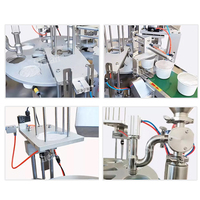 Machine automatique rotative de remplissage et de scellage de gobelets pour miel, yaourt, beurre de cacahuète, confiture, ketchup, vinaigrette, avec scelleuse de couvercles en aluminium
