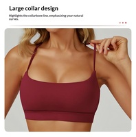 Soutien-gorge de sport pour femme à bretelles croisées, fines, col carré, avec coussinets amovibles, idéal pour le yoga, le fitness, l'entraînement et la course à pied