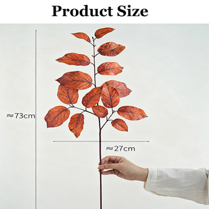 Beimi Chất Lượng Cao Nhân Tạo Latex Giả Bạch Dương Lá Gốc Bất Cảm Ứng 73Cm Mùa Thu Mùa Thu Màu Đỏ Cam Lá Đám Cưới Trang Trí Nội Thất - Product Image 3