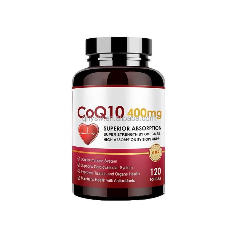 Supplément OEM coq 10 softgel prend en charge la santé cardiaque aide à maintenir une pression artérielle saine coq10 400mg softgel suppléments quotidiens