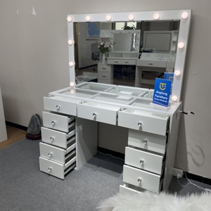 Jingtong nhà máy bán buôn bàn trang điểm bàn coiffeuse cho gương trang điểm phòng ngủ với đèn LED - Product Image 1