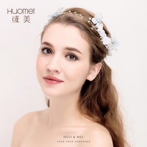 Venta al por mayor hecho a mano hojas de oro accesorios para el <span class=keywords><strong>pelo</strong></span> diadema flor boda tocado de novia - Product Image 2