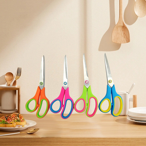 Tijeras pequeñas de tela con mango de goma de 8,5 pulgadas de acero inoxidable al por mayor, cuchillo para cortar papel de costura para el hogar, suministros de oficina - Product Image 1