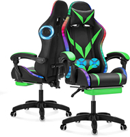 Chaise Gamer de Haute Qualité avec Lumières LED Colorées, Massage Complet, Haut-parleurs Bluetooth, Refroidissement, Revêtement en Cuir PU Rotatif