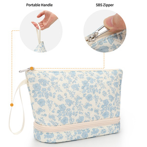 Organizador de maquillaje portátil Relavel de gran capacidad, impermeable, de PVC, PU, a cuadros, suave dureza, bolsa de cosméticos para maquillaje de viaje para <span class=keywords><strong>mujer</strong></span> - Product Image 4