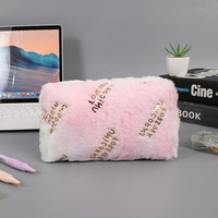 Sac de Cosmétiques Personnalisé en Peluche Grande Demi-Lune avec Fermeture Éclair, Doux, avec Logo Personnalisé et Paillettes, pour Rangement de Maquillage