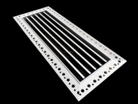 Grille invisible pour bouche d'aération linéaire encastrée, convient aux plafonds intérieurs.