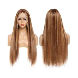 Trade Assurance Suppliers Glueless Lace Highlights Different Color With Natural Hairline Straight T Part Lace Front Wigs