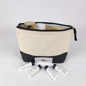 Petite pochette ronde à fermeture éclair en toile de coton écologique Sacs de maquillage en gros personnalisés avec motif de lettres pour le stockage des cosmétiques - Product Image 3
