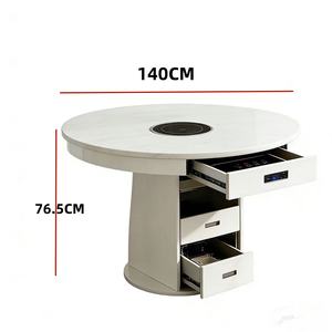 <span class=keywords><strong>Table</strong></span> <span class=keywords><strong>de</strong></span> salle à manger ronde <span class=keywords><strong>de</strong></span> 55 pouces avec tiroir pour 4 à <span class=keywords><strong>6</strong></span> personnes, style moderne farmhouse, <span class=keywords><strong>table</strong></span> <span class=keywords><strong>de</strong></span> cuisine circulaire - Product Image 2
