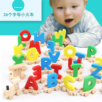 Meilleure vente en bois 26 lettres patchwork petit train jouet éducatif précoce montessori Train lettre jouets pour tout-petits garçons et filles