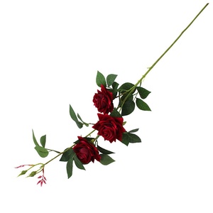 Rosa Artificial de Seda con Tallo Largo, Decoración para el Hogar, Exhibición en Tiendas, Estilo Natural Hecho a Mano, Materiales Florales para Fondo de Boda - Product Image 1