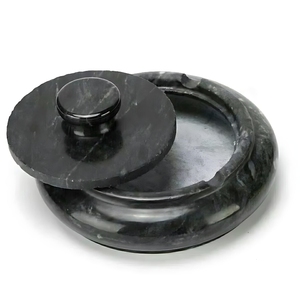 Cenicero de Mármol Negro Pulido Stonekocc con Tapa, Accesorio de Alta Gama para Fumadores, para Espacios de Lujo en Hoteles - Product Image 1