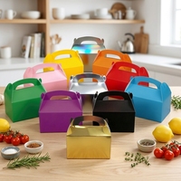 Emballage de cadeau d'anniversaire multicolore pour enfants Boîte en papier bonbon pour fête prénatale et mariage avec poignée